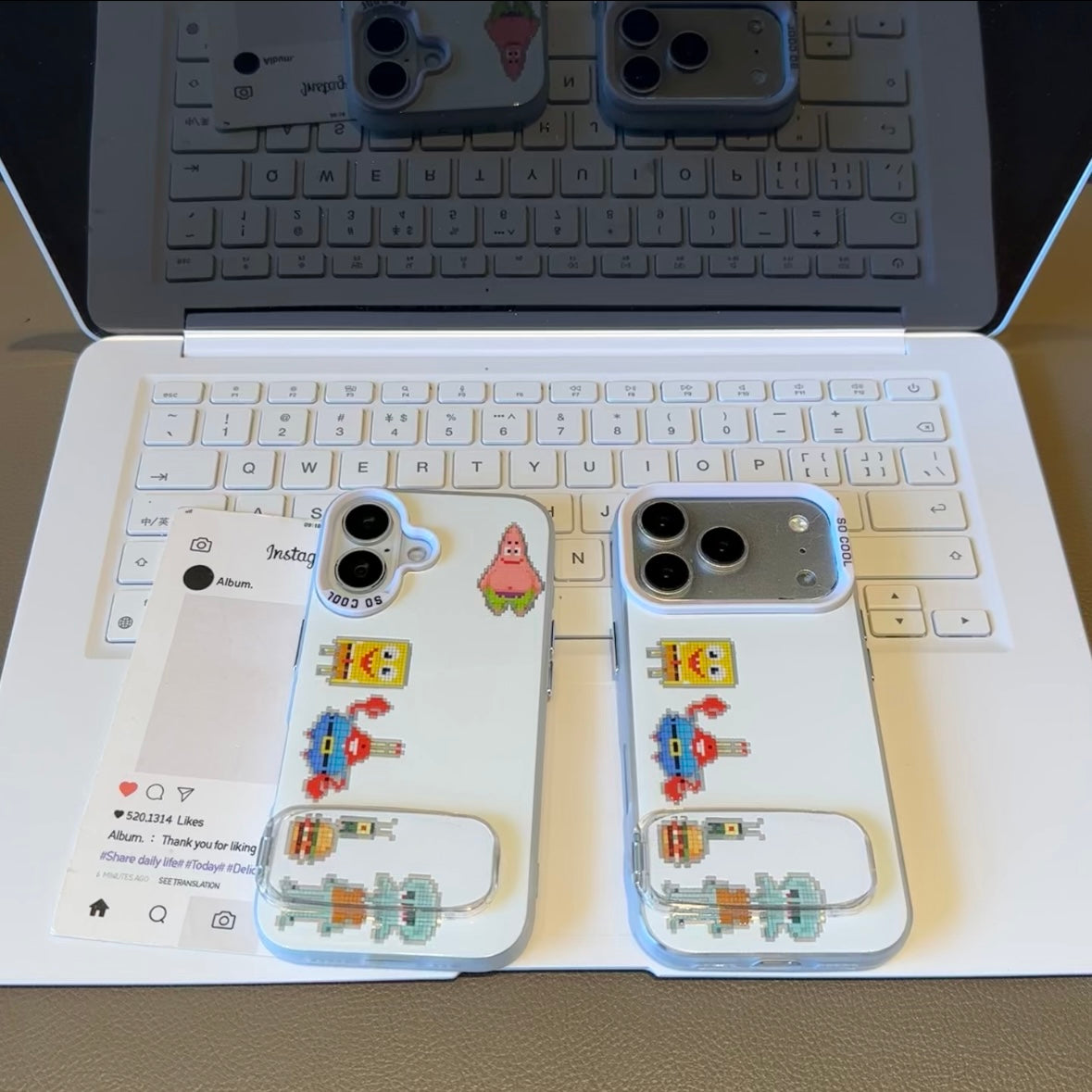 Retro Pixel Cartoon Print Phone Case Transparent Foldable Kickstand Large Camera Frame Shock‑Resistant Phone Cover For iPhone