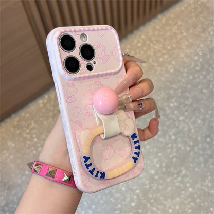 Funda protectora para iPhone con anilla magnética de dibujos animados vintage de Minnie, Goofy, Piolín y ventana grande para cámara, a prueba de golpes