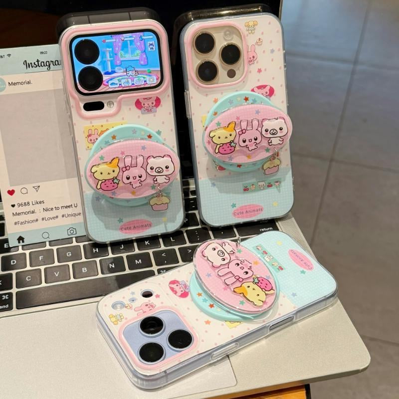 Funda protectora para iPhone con anilla magnética de dibujos animados vintage de Minnie, Goofy, Piolín y ventana grande para cámara, a prueba de golpes