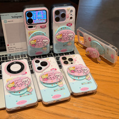 Funda protectora para iPhone con anilla magnética de dibujos animados vintage de Minnie, Goofy, Piolín y ventana grande para cámara, a prueba de golpes