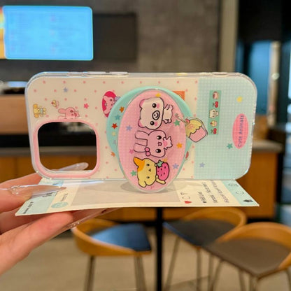 Funda protectora para iPhone con anilla magnética de dibujos animados vintage de Minnie, Goofy, Piolín y ventana grande para cámara, a prueba de golpes