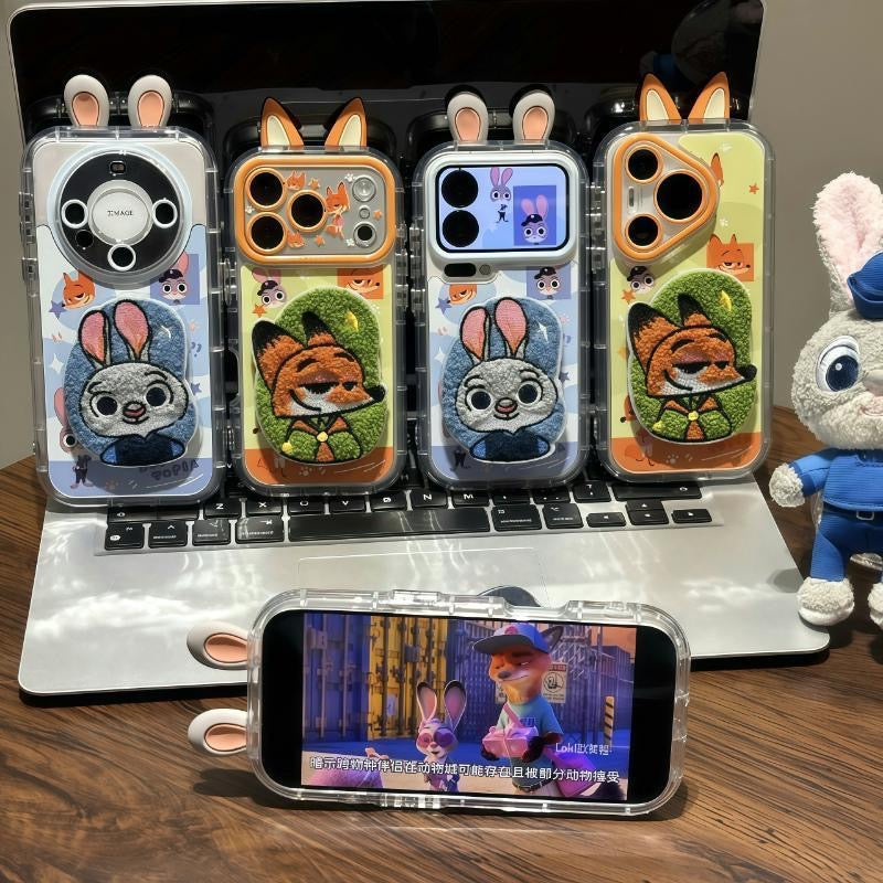光沢のある可愛い漫画のスマホケース、360°回転磁気リングスタンド付き、ドナルドダック/グーフィー/プルート/ミッキー 耐衝撃保護ケース iPhone用