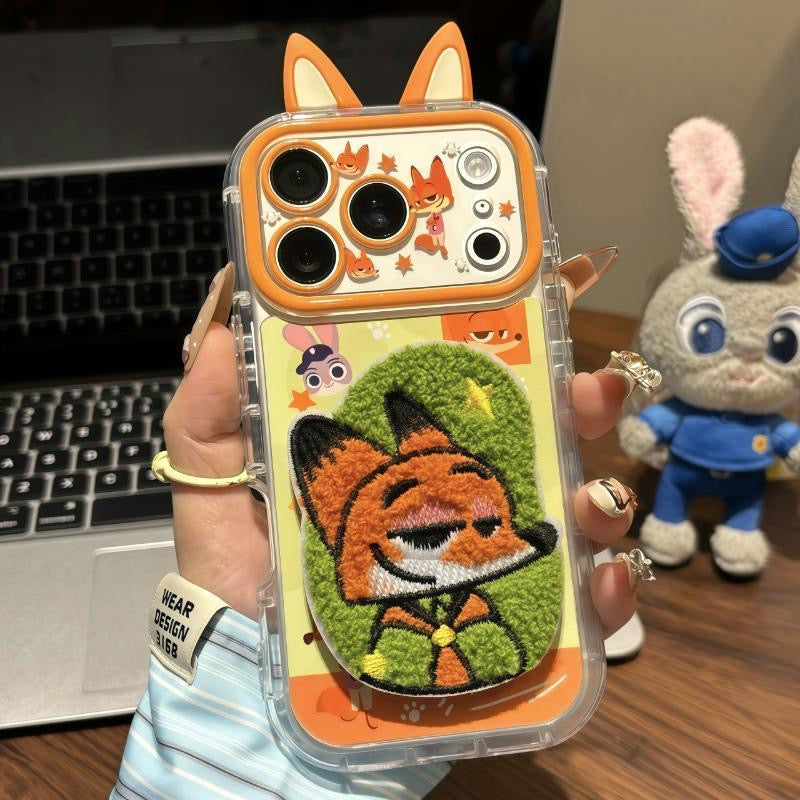 光沢のある可愛い漫画のスマホケース、360°回転磁気リングスタンド付き、ドナルドダック/グーフィー/プルート/ミッキー 耐衝撃保護ケース iPhone用