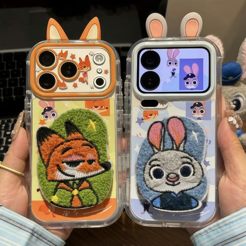 光沢のある可愛い漫画のスマホケース、360°回転磁気リングスタンド付き、ドナルドダック/グーフィー/プルート/ミッキー 耐衝撃保護ケース iPhone用